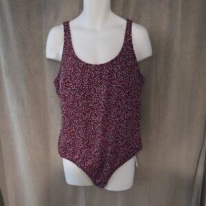 NWT 3X Amazon Essentials Burgundy Speckle Scoop One-Piece Swimsuit